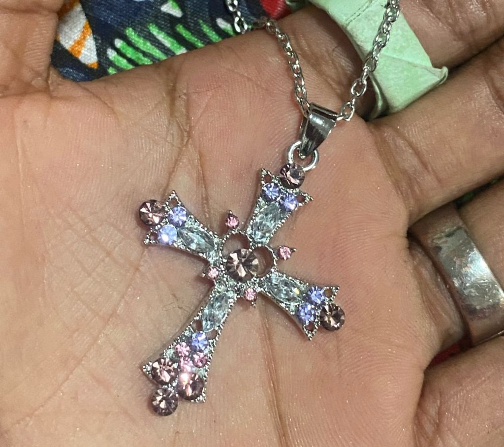 Romantic zircon cross with heart