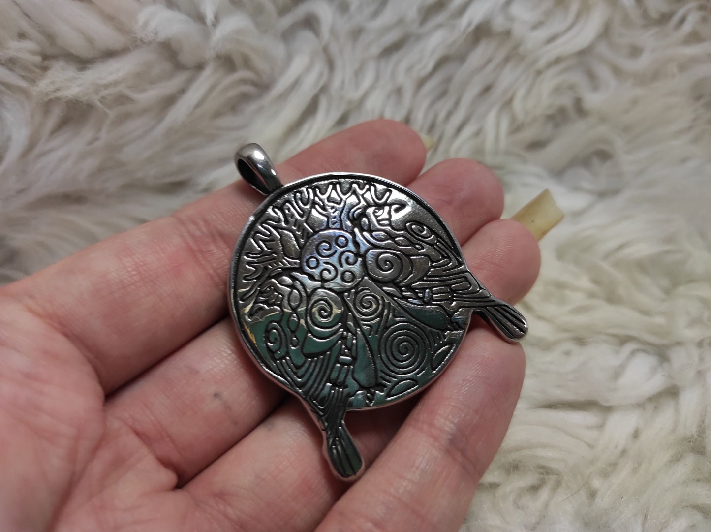 Round Amulet Odin's Raven stainless steel