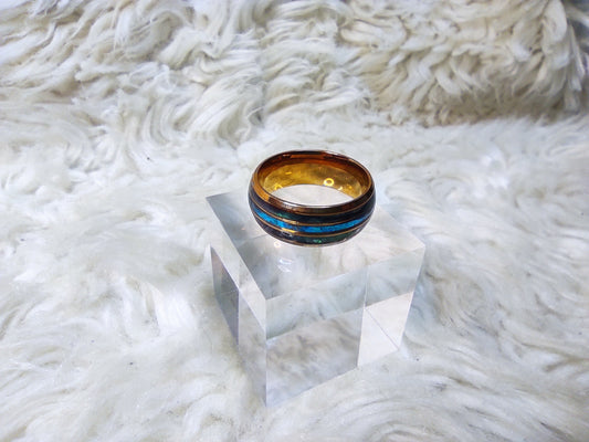 Gold-plated paua shell ring