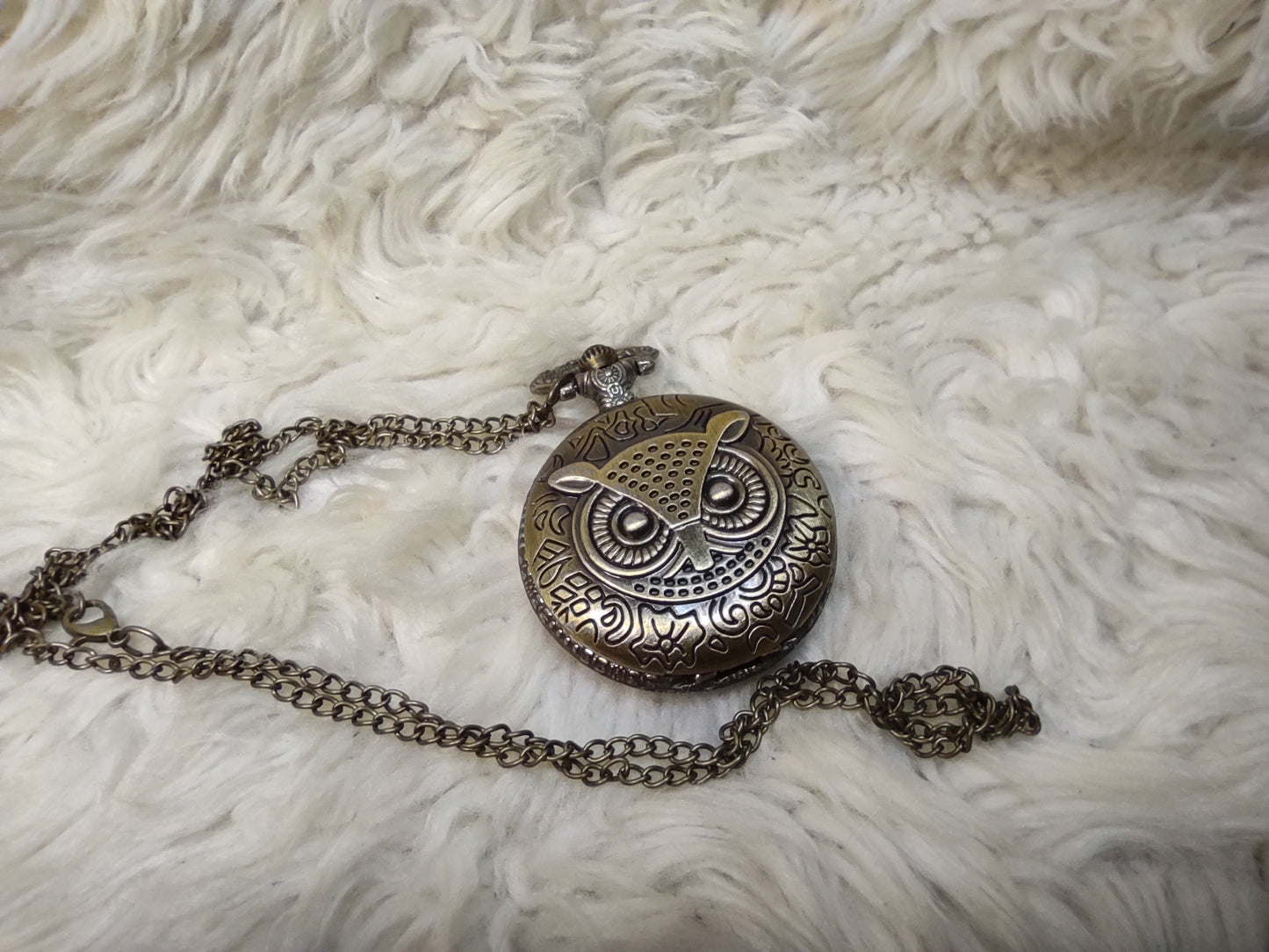 Copper pocket watch Owl