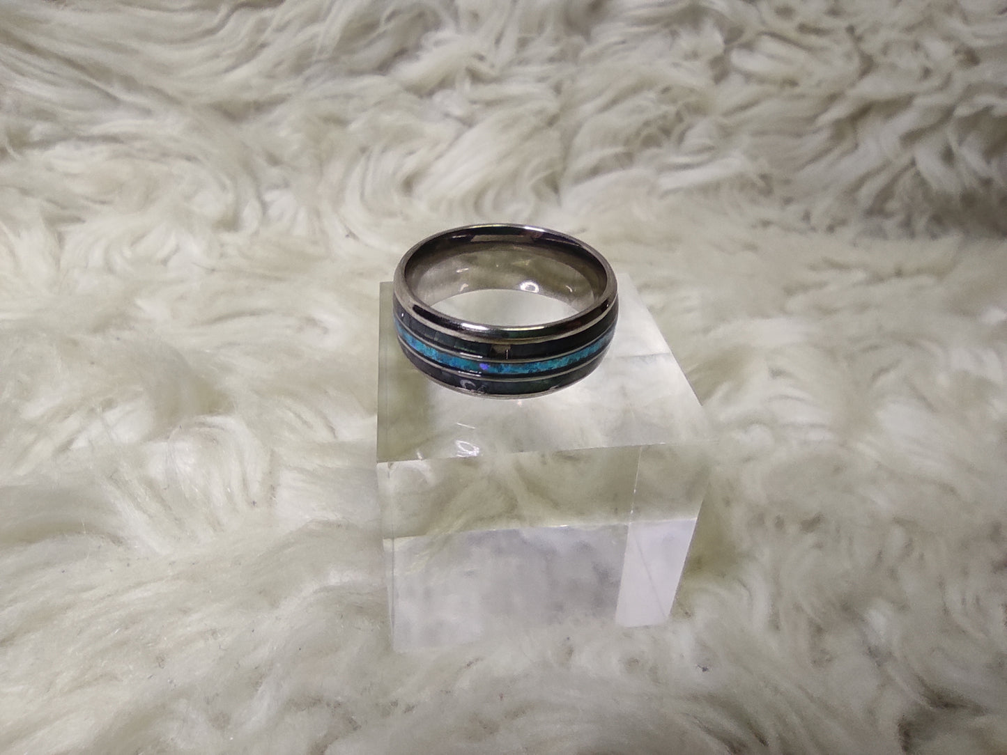 Paua shell silver ring