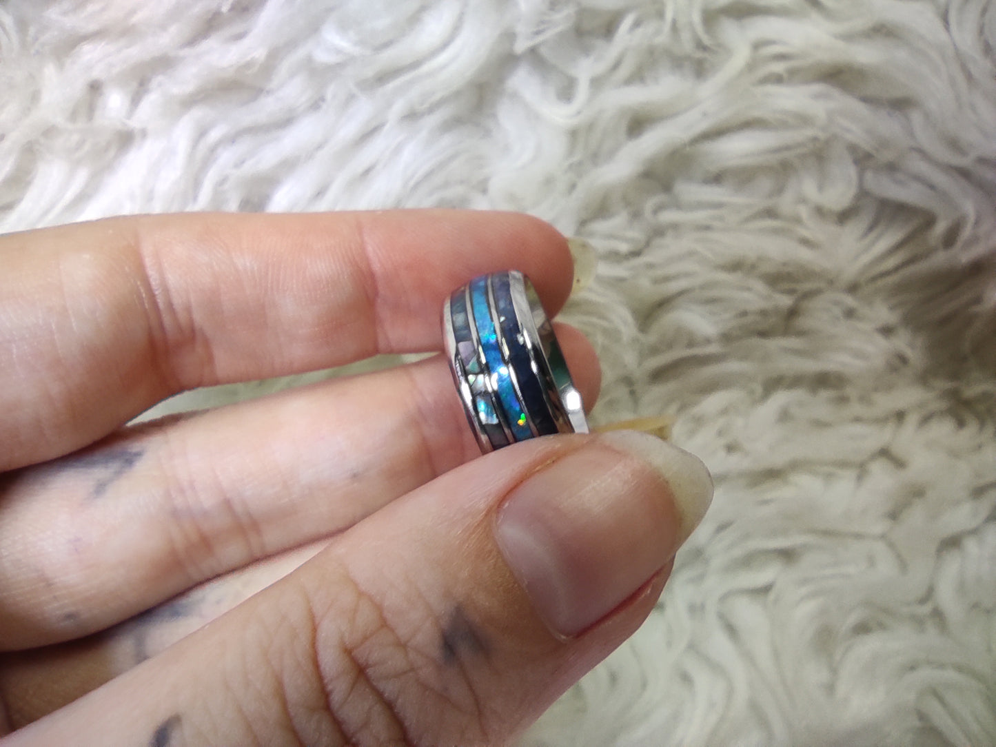 Paua shell silver ring