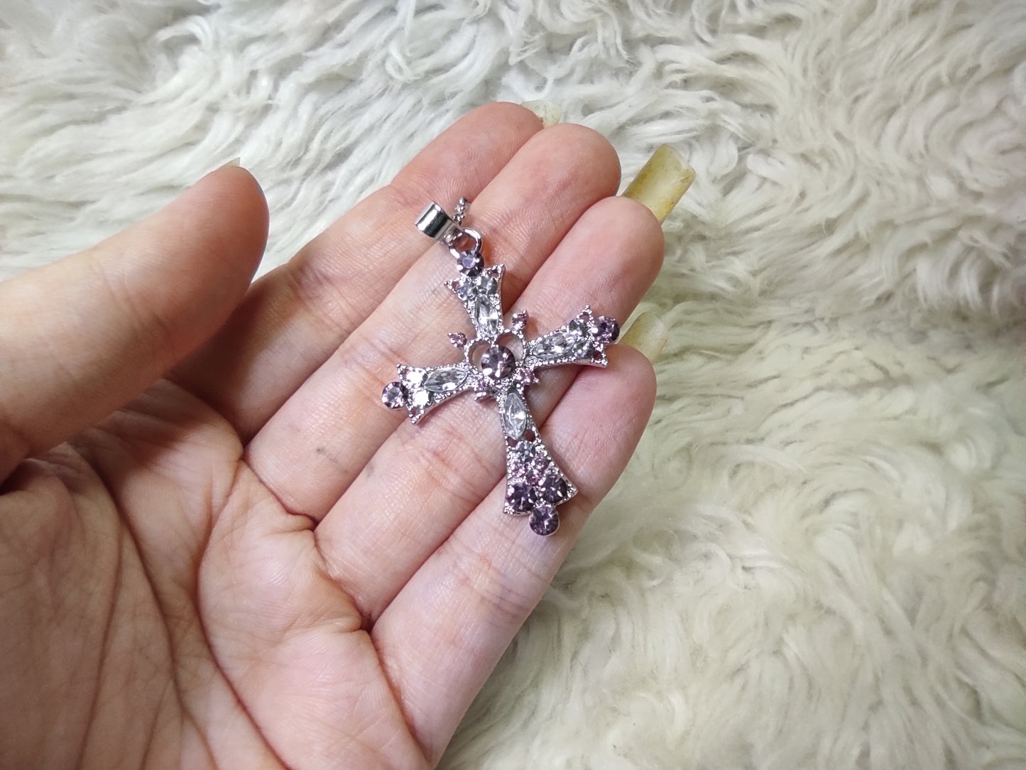 Croix romantique en zircon avec coeur