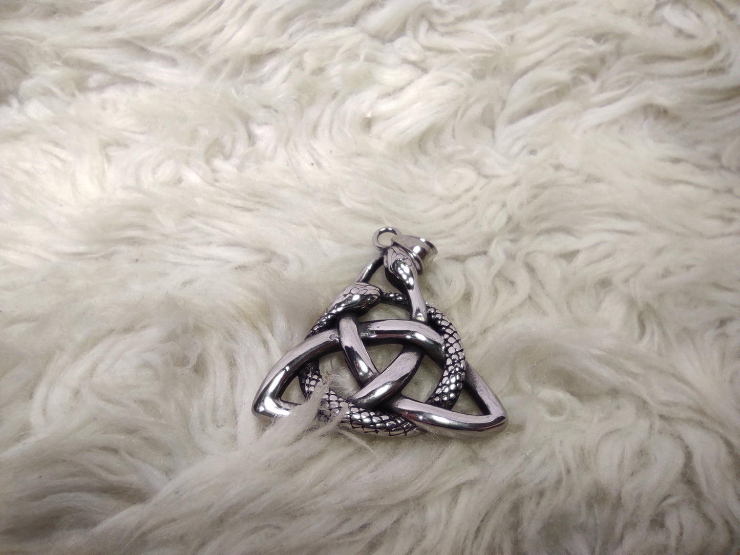 Stainless Steel Triquetra with Interlaced Ouroboros